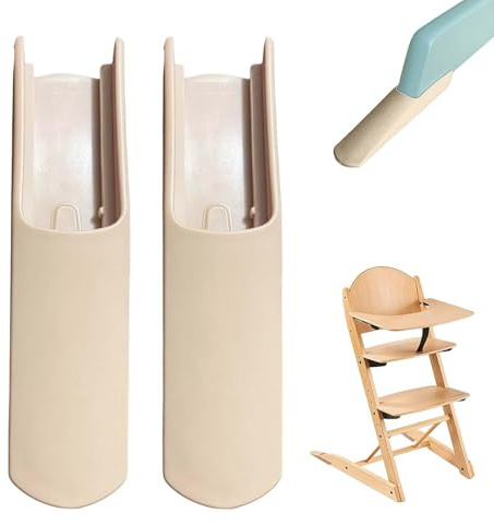 KLINNA 2 Stück Kippschutz für Stokke Tripp Trapp Hochstuhl, Erweitertes Gleiterset als Zubehör, Sicherheit Fußabdeckung und Verlängerung Beinpolster, Stuhlbein Abdeckung für Babystuhl (Holzfarbe)