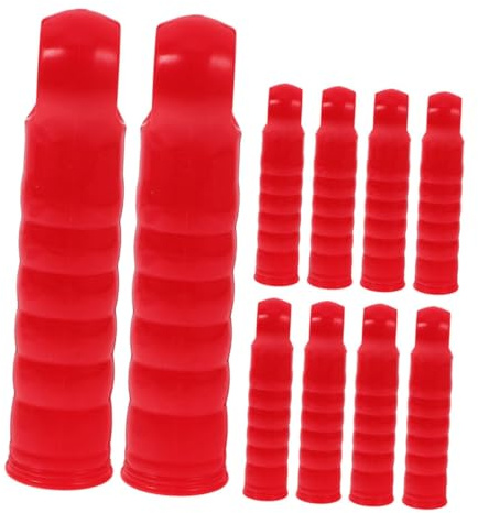 BESPORTBLE 10pcs Mop Handle End Cap and Broom Handle Replacement Cap Set, 22mm Plastic Broomstick Sleeve Red Grip, Compatible Long Handheld Broom Poles for Household Cleaning