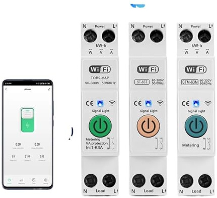 Interrupteur intelligent WIFI 63 A 1P, relais temporisé de surveillance et de mesure de puissance for maison connectée, télécommande sans fil(ST-63T No metering,20A)