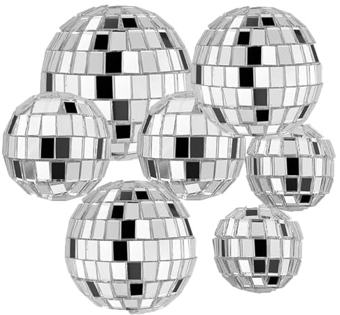 7-Piece Disco Ball Cake Topper Set – Retro Glam Decorations for Themed Parties, Sparkling Accents for Cakes and Desserts