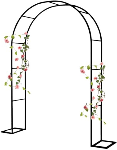 Arche de roses en métal 220/230 cm pour jardin, tonnelle de mariage noire, treillis en métal, parfait pour les anniversaires et les fêtes prénuptiales, arche de jardin décorative (taille : 140 x 230
