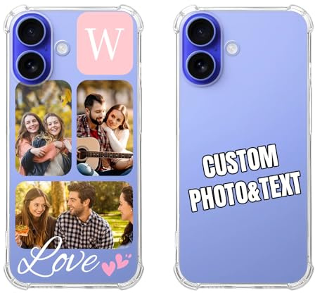 KakaTify - Coque personnalisée pour iPhone 17 - Nouvelle 2025 - Housse personnalisée avec photo, texte, 4 coins antichocs en TPU, protection anti-rayures - Conception transparente et souple - Créez