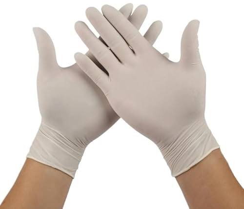 PBHOVIITG Guantes de látex blancos desechables, 100/50/30/20 unidades, antideslizantes, goma, for limpieza del hogar, universales y calientes(100PCS,S)