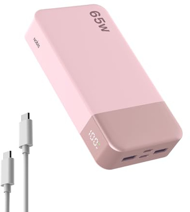 NOBIS bateria Externa Carga rapida 20000mAh 65W | Power Bank con Pantalla Digital y Dual USB-C/USB-A para Samsung, Laptop, Teléfono, Tablet y Steam Deck