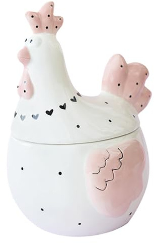 GARVALON Barattolo Di Ceramica Ermetico Per Conservazione Uova Con Coperchio Decorativo a Forma Di Gallina, Contenitore Multiuso Per Uova Sfuse e Snack Secchi, Organizer Cucina Per Casa e Regalo