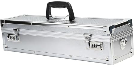 Fenteer Aluminum Knife Case for Chef Lockable Knife Box Knife Organizer Portable Hard Case Chef Tool Box Knife Storage Box with Handle Knife Protector Cultery Carrier for Knife Tools Kitchen,Silver