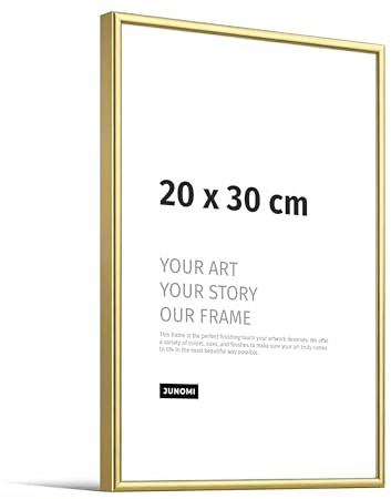 JUNOMI® Bilderrahmen 20x30 cm, Aluminium Gold glänzend, zum Aufstellen