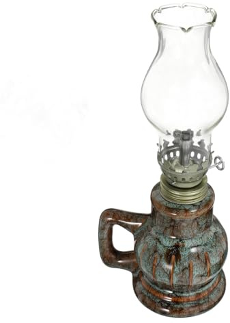 IMIKEYA Vintage Keramik Öllampe Retro Petroleumlaterne Sturmlaterne Innen Notbeleuchtung Camping