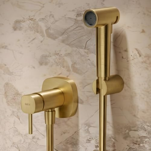 IMEX - Douche Bidet Eau Froide et Chaude Couleur Doré | Robinet Bidet Encastré pour WC Or Brossé | Douche Hygiénique Monocommande pour Toilettes | Robinetterie Substitut de Bidet | Série Toscane