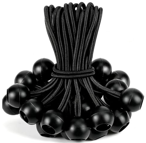 Gmili 30 PCS Tendeur élastiques avec Boules, 10 cm Tendeur en Caoutchouc, Adaptés pour Les tentes de Camping, Les bâches, Les Bannières, Pavillon, Camping et Attaches (30 Pièces/Noir)