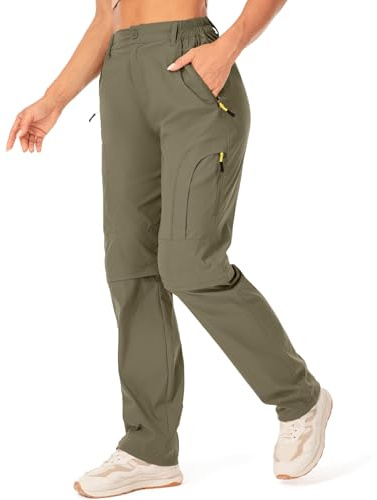 Jessie Kidden Walking Trousers Women Cargo Pants Waterproof Summer Lightweight Quick Dry Convertible Stretch Outdoor Casual UPF 50 Running Cycling Zip Off Capri #6601F-Khaki -36 (US 16)