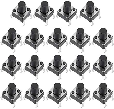 sourcing map 6x6x8mm Interruptor Pulsador Táctil momentáneo DIP de Panel Mini/Micro/pequeño PCB 19pcs