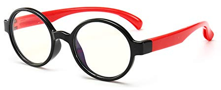 Ototon Blue Light Blocking Glasses for Children Anti UV Eye Fatigue Headache Eye Strain Safety Glasses for Computer/Phone/TV Boys Girls (Black Frame red arms)