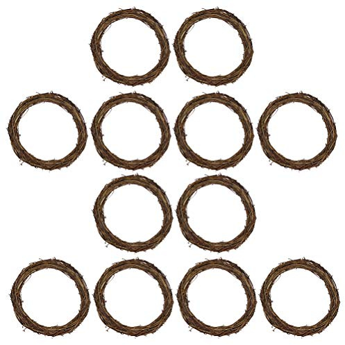 Holibanna Christmas Rattan Wreath 10Cm Diy Vine Branches Natural Grapevine Craft Wicker Hoop for Door Window Decoration 10 Pieces