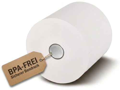 KK Verpackungen Thermorollen 57mm x 50m x 12mm | 20 x Rollen Bonrollen Ø63mm | BPA frei 55g/m² Thermopapier | Kassenrollen für Registrierkassen & Kassensysteme | Thermobonrollen