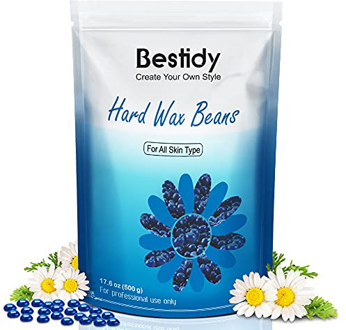 Bestidy Hard Wax Beads for Hair Removal, Waxing Beads for Coarse Hair, 500g Refill Wax Beads for Wax Warmer, Home Waxing for All Body and Brazilian Bikini Areas, Women Men (17.64 Ounce, Sea Blue)