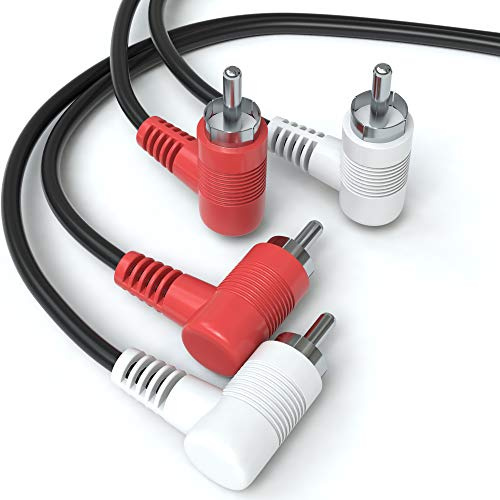 JAMEGA - 1,5m Cinch Audio Kabel Winkel | 2 Cinch-Stecker auf 2 Cinch-Stecker gewinkelt 2x Cinch Stereo Audio Kabel für Versärker, Hifi-Anlage, Hifi-Receiver, Heimkino, Blu-Ray Player uvm.