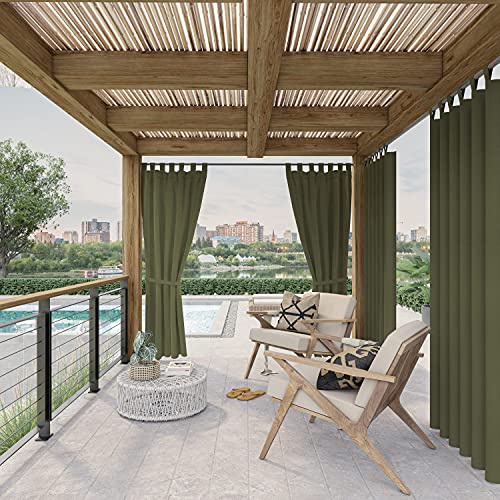 chilly pilley Cortinas Cortina Impermeable para Exterior para Balcón Terraza Y Jardín Pantalla De Privacidad Cortina Exterior A Prueba De Viento Protección Solar (1,5x2m, Verde Oscuro)
