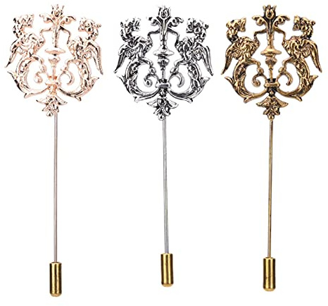 3 stücke Vintage Anstecknadel Doppel Löwe Brosche Hochzeit Corsage Anzug Herren Schal Anstecknadeln Hut Hemd Kragen Pin Party Zubehör