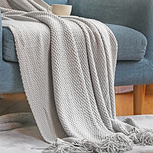 LumiSyne Gestrickte Decke Mit Quaste Einfarbig Ananas Grid Kuscheldecke Strickdecke Tagesdecke Überwurf Couchdecke Dekorative Decke Für Sofa Bett 230x130cm