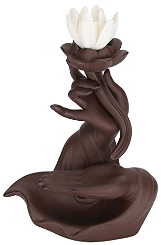 Rückfluss-Räuchergefäß, Lotusblüte/Mönch Wasserfall-Räucherstäbchenhalter, Handgefertigte Keramik-Rückflusskegel-Räucherstäbchen-Räucherstäbchenhalter, Aromatherapie für Heimdekoration/Büro/Yoga