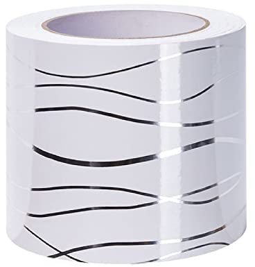 Dostear Panneau de décoration auto-adhésif amovible pour cuisine et salle de bain, carrelage, motif vague blanc, 20 x 500 cm