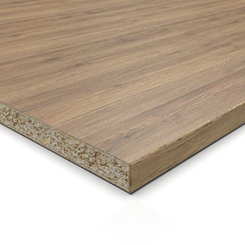 19mm Spanplatte Zuschnitt Eiche melaminharzbeschichtet Länge bis 200cm Dekorplatten Zuschnitte mit Umleimer Auswahl: 10 x 120 cm (ABS Kante lange Seite)