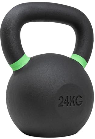Strength Shop Kettlebell Gusseisen mit genormtem Griff, 1x 24 KG, Extrem Robust & Langlebig, Kugelhantel mit Gewichts-Farbmarkierung & Schwarzpulver-Beschichtung, ideal für Ganzkörpertraining