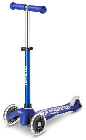 Micro® Mini Deluxe LED | Patinete Infantil Premium 3 Ruedas con Luces LED sin Pilas| Manillar Ajustable y Desmontable | Plataforma Antideslizante | Giro por Inclinación | Niños y Niñas | +2 Años