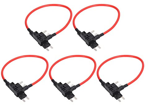 5 Stück Sicherungsadapter, 14AWG Doppelend Kfz Sicherung Adapter Set stabil einfache Installation Flachsicherungs Adapter Kit mit 25 teiliger Sicherung