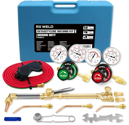 RX WELD Kit de torche à oxygène et acétylène, chalumeau de soudage à gaz, ensemble d'outils de soudage avec clapets anti-retour, CGA540 et CGA510