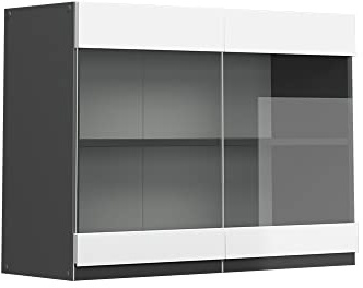 Vicco Küchenglasschrank R-Line, Weiß, 80 cm | 2 Türen · 1 Einlegeboden · Tiefe – 31 cm · ✓ Frei kombinierbar · ✓ Alles im Blick