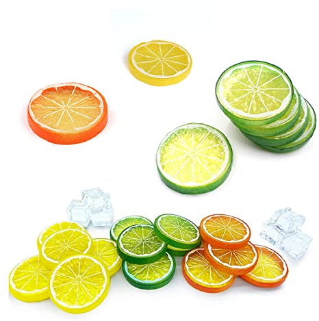 YYBS 30 Pcs Künstliche Zitronen, Kunstobst Obst, Dekoration, Künstliche Frucht, Zitronenscheiben Deko Gefälschte Zitronenscheibe Party, Festival Dekoration, Fotografie Requisiten