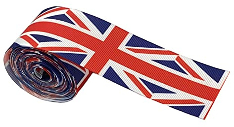 la bandera del Reino Unido, tela con alambre, cinta trenzada recorte la bandera del Reino Unido, cintas bandera del Reino Unido, cintas bricolaje para fiestas jubileo la