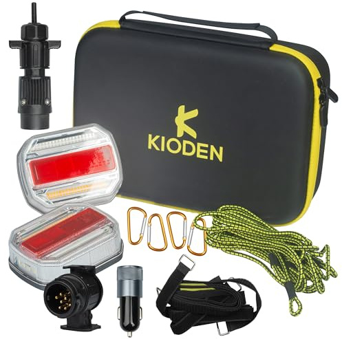Kit Pilotos LED Remolque Inalámbricos, Luces Remolque Homologadas Impermeables, Fijación Magnética Fuerte, Sistema Anticaída, Enchufe 7 y 13 Pines, Luces Traseras Remolque