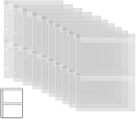 Briartw 10 Seitenschutzhüllen mit zwei Fächern, für A4-Größe, 4-Loch-Bindermappe für Stanzformen und Briefmarken, wasserfeste, transparente PVC-Tüten zur Aufbewahrung von Bastelbedarf, Karton