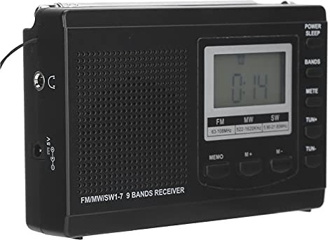 Radio Portátil, HRD 310 Mini Estéreo FM/MW/SW Receptor con Reloj Digital Auricular de 3,5 Mm, Radio de Bolsillo Portátil con Pilas