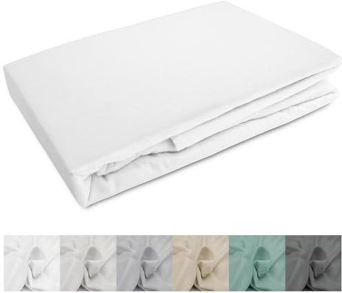 Darymex Biber Spannbetttuch - 140 x 200 cm - Flanell Spannbettlaken - Baumwolle - für Matratzenhöhe bis 20 cm - Warm - Weich - Weiß