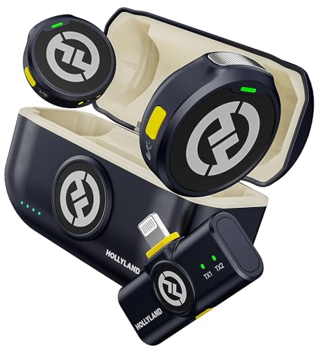 Hollyland Lark M2 Wireless Lavalier Microphone Compatible with iPhone, MFi Certified, 300m Transmission Range, Hi-Fi Audio Quality, Noise Cancelling, 30H Duration, Lapel Mic for Livestream Vlog-Black