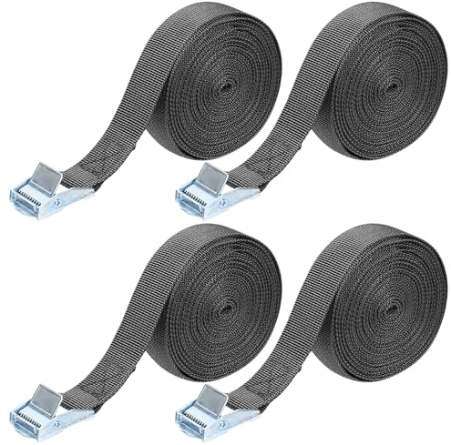 Cinghie di Fissaggio, Cinghie di Tensione con Fibbia, Cinghie per Trasporto, Cinghie Legabagagli Sicura, Cinghia di Ancoraggio - 4 Pezzi, 5 Metri