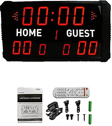 Tableau de bord électronique de basket-ball avec buzzer, tableau de bord portable en aluminium télécommandé/trépied électronique avec horloge de tir 14 24 S pour basket-ball et football (convient à 1)