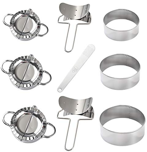 Set di 9 stampi per ravioli in acciaio inox, per ravioli, wonton, ravioli, gnocchi, impasti, stampi per realizzare biglietti