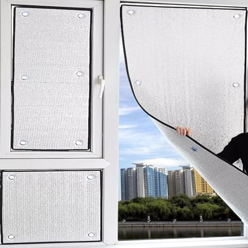 KDDFN Aluminisierte Isolierfolie,Wärmereflektierende Fensterfolie,100% Verdunkelungsfolie,Privatsphäre Sonnenschutzfolie,Wärmeschutzfolie,für das Büro und Haus,mit Saugnapf (45x200cm/18 x79)