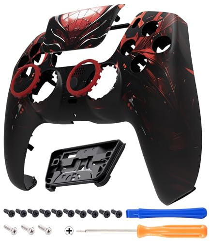 eXtremeRate Luna Redesigned Front Shell Touchpad Compatible with ps5 Controller BDM-010 020 030 040 050, Spider Armor Replacement Faceplate Case Custom Touch Pad Cover Compatible with ps5 Controller