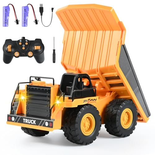 Weinsamkeit Camion-Benne Télécommandé, Véhicule de Construction RC pour Enfants, Jouet télécommandé Compact, Son Lumière, Batterie Rechargeable, Jouet Électrique pour Garçons Filles de 3 Ans et Plus
