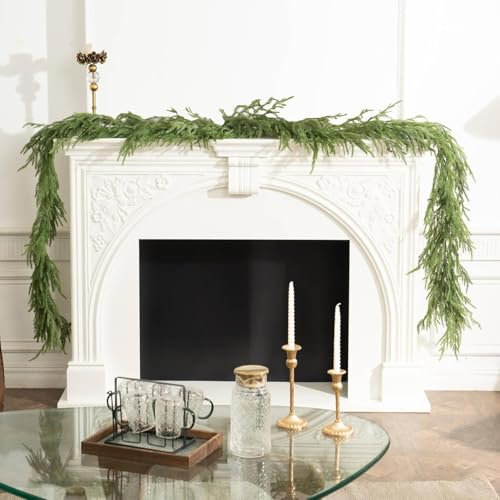 180CM Faux Weihnachten Zederngirlande Weihnachtsgirlande Faux Zeder Kiefer Zederngirlande Weihnachten Für Kamine, Tische, Treppen, Außendekoration (1.8M)