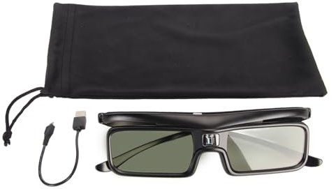 Active Shutter 3D Glasses, 144Hz Rechargeable Eyewear - Compatible with DLP-Link 3D Projectors for Home Cinema & Theater, Ultra-Light Comfort Fit for Long Movie Sessions