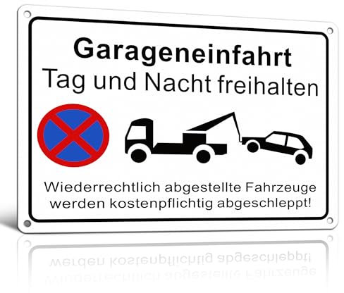 TAKULA Garageneinfahrt Freihalten Schild - Einfahrt Freihalten Schilder,Schild Ausfahrt Freihalten Auch Gegenüber,Garagen Ausfahrt Freihalten,Parken vor der Garage Verboten