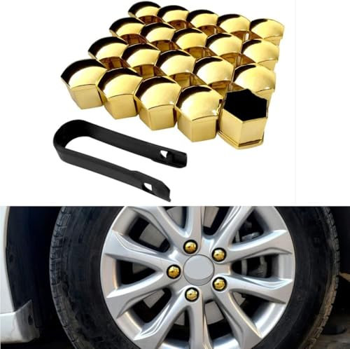 WSYLJX 20 Stücke Auto Radschraubenkappen für Mercedes Benz Smart Fortwo, Anti-Staub Radmutterkappe Sechskant Nabe Schraube Kappen Dekoration Zubehör,Yellow-19mm