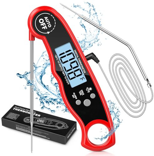 maxtachi Termometro Cocina, Doble Sonda Termometro Digital Cocina de Lectura Instantánea & Precisa, Alambre, Termometro Carne Horno para Carne, BBQ, Horno, Liquidos, Aceite, Regalos
